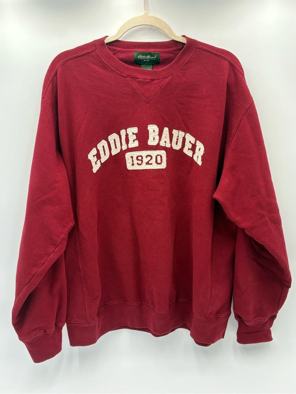 Eddie Bauer 1920 Red Crewneck Sweatshirt Men’s Large Vintage Style